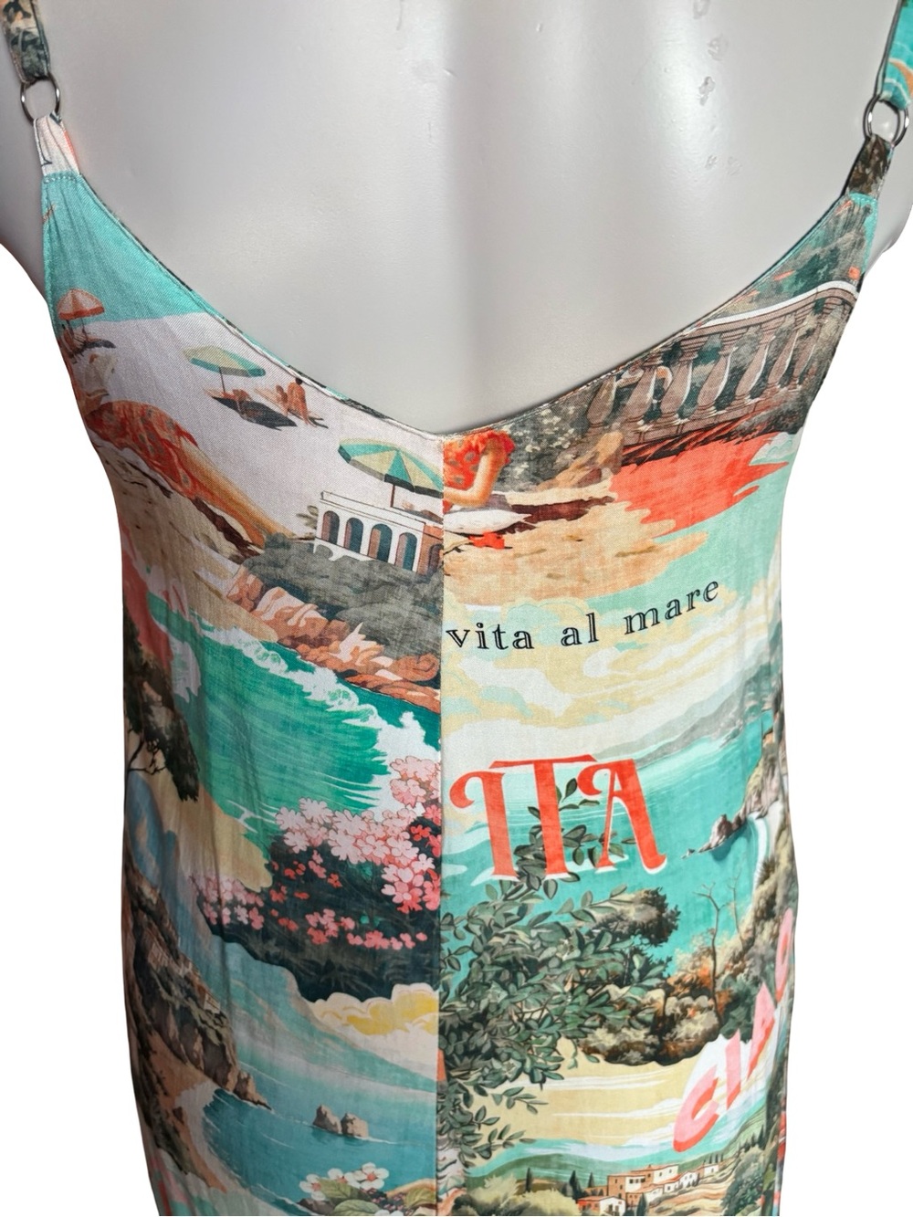 Label of Love Italian Riviera Maxi Dress Womens Large Multicolor with Pockets - Picture 3 of 8